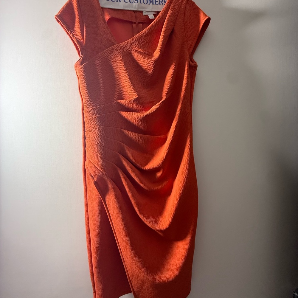 New York & Company Asymmetrical Orange Dress
